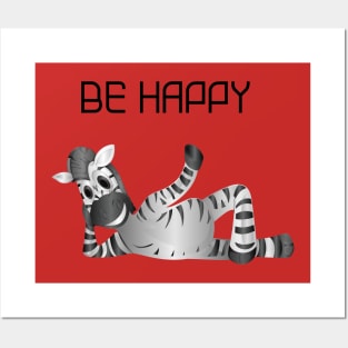 Be Happy With The Happy Zebra Posters and Art